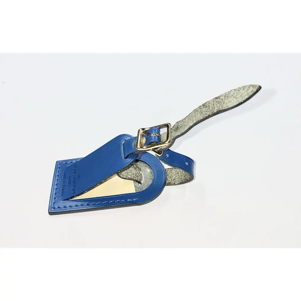 Louis Vuitton Blue Luggage Name Tag Small Gold-tone Buckle Rivet France